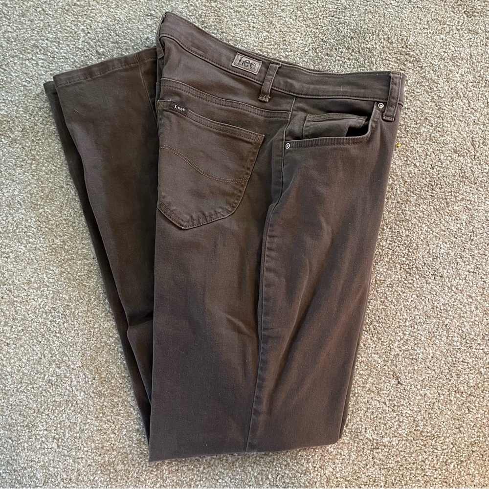 Lee Relaxed Fit Straight Leg Brown Mid-rise Denim Pants Size 6